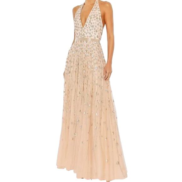 MAC DUGGAL 5654 Floral Embellished Halter Strap Gown Size 6 New without Tag $598 - Picture 1 of 16